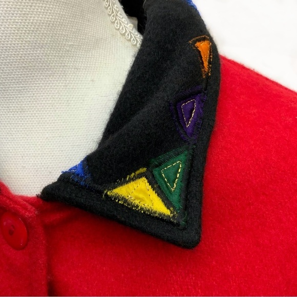 Holiday Take Two Vintage Christmas Jacket Boxy Red Embellished 80’s  Large - Picture 6 of 16